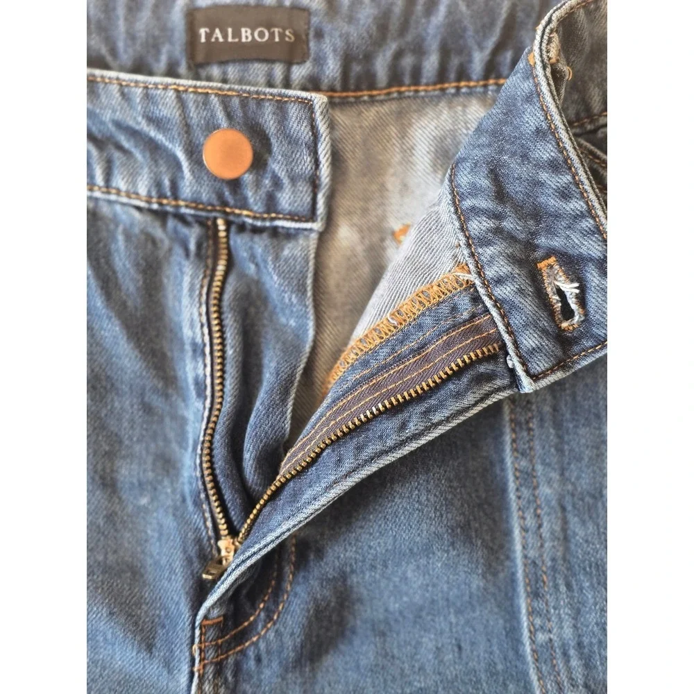 Talbots Summerweight Straight Leg Ankle Jean 14 Franklin Wash 100% Tencel Blue